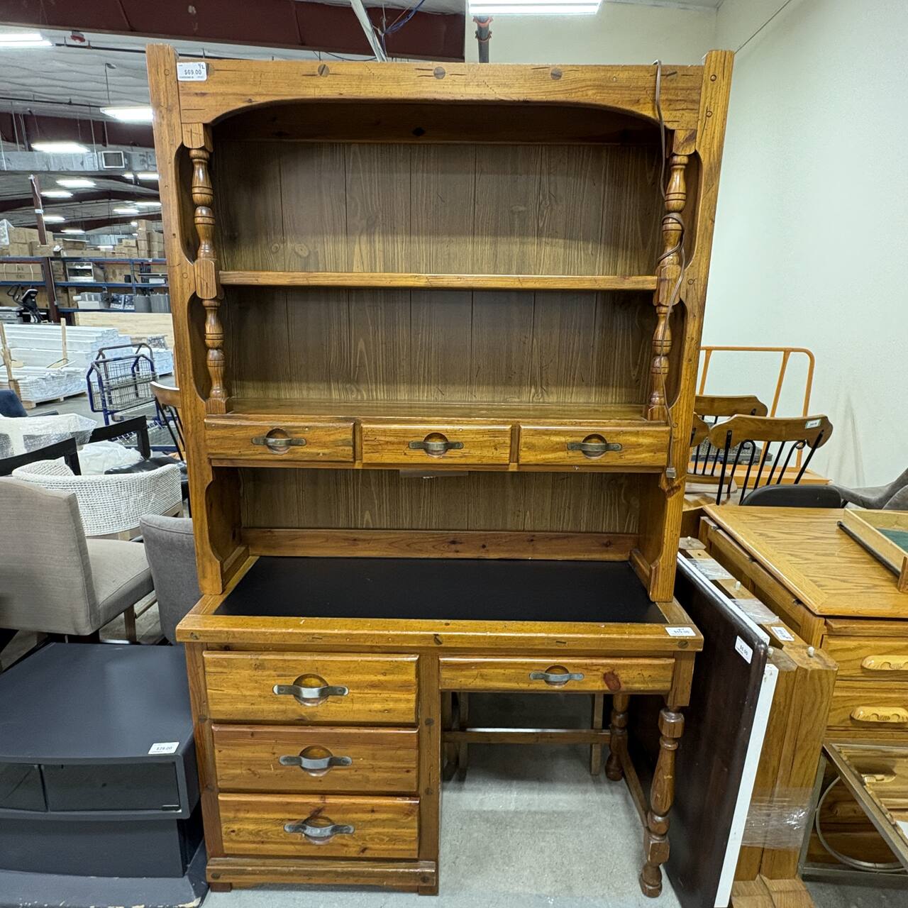 Knotty Pine Desk & Hutch FALSE