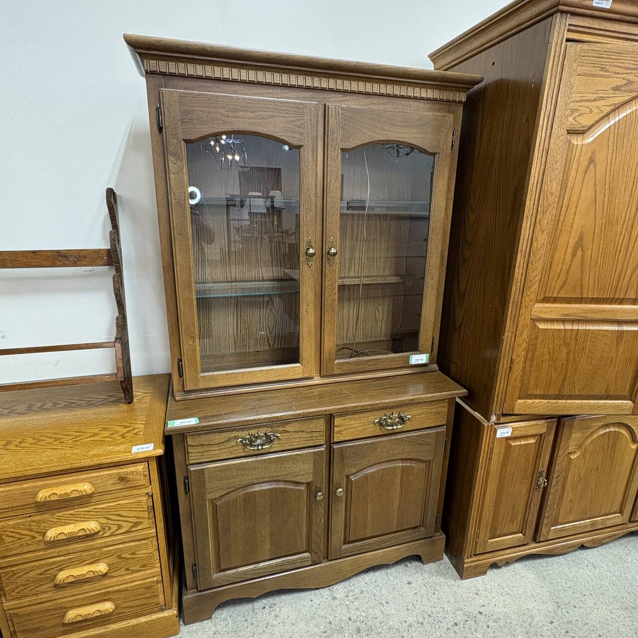 Oak China Hutch w/ Glass
