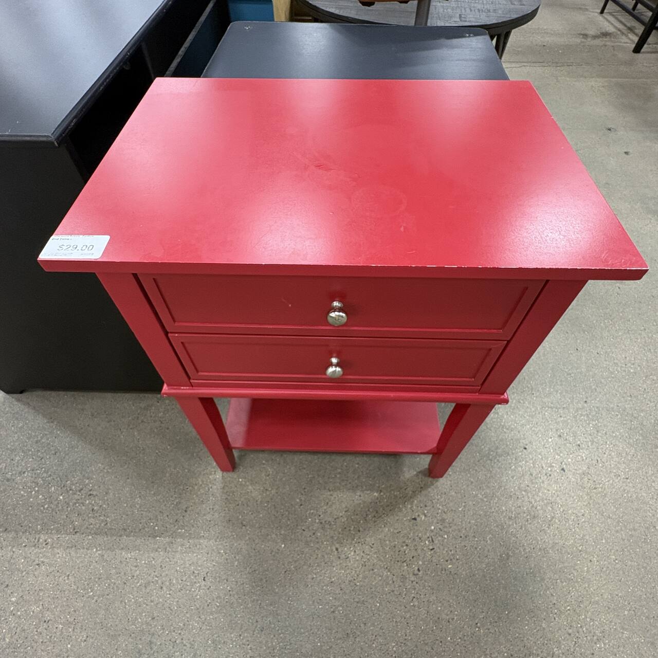Red 2-Drawer End Table