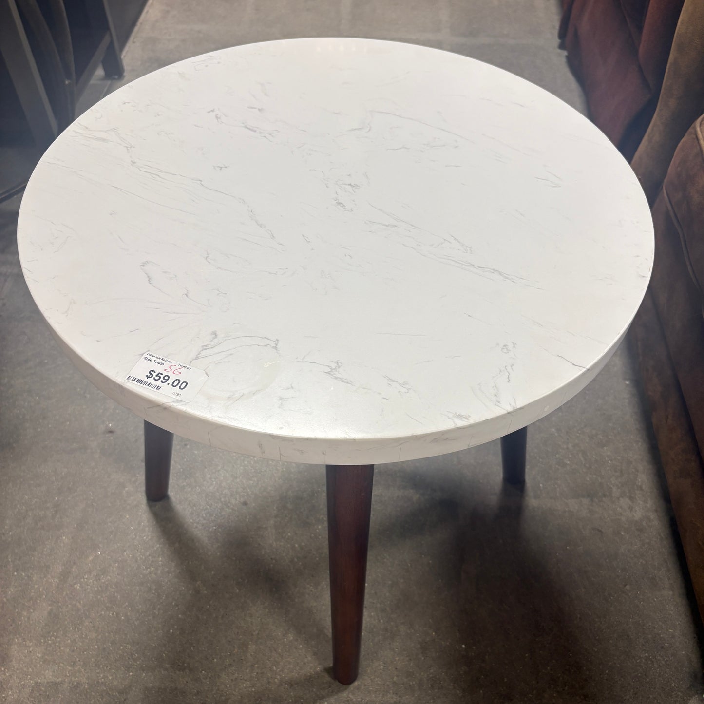 Marble-Top Round Side Table