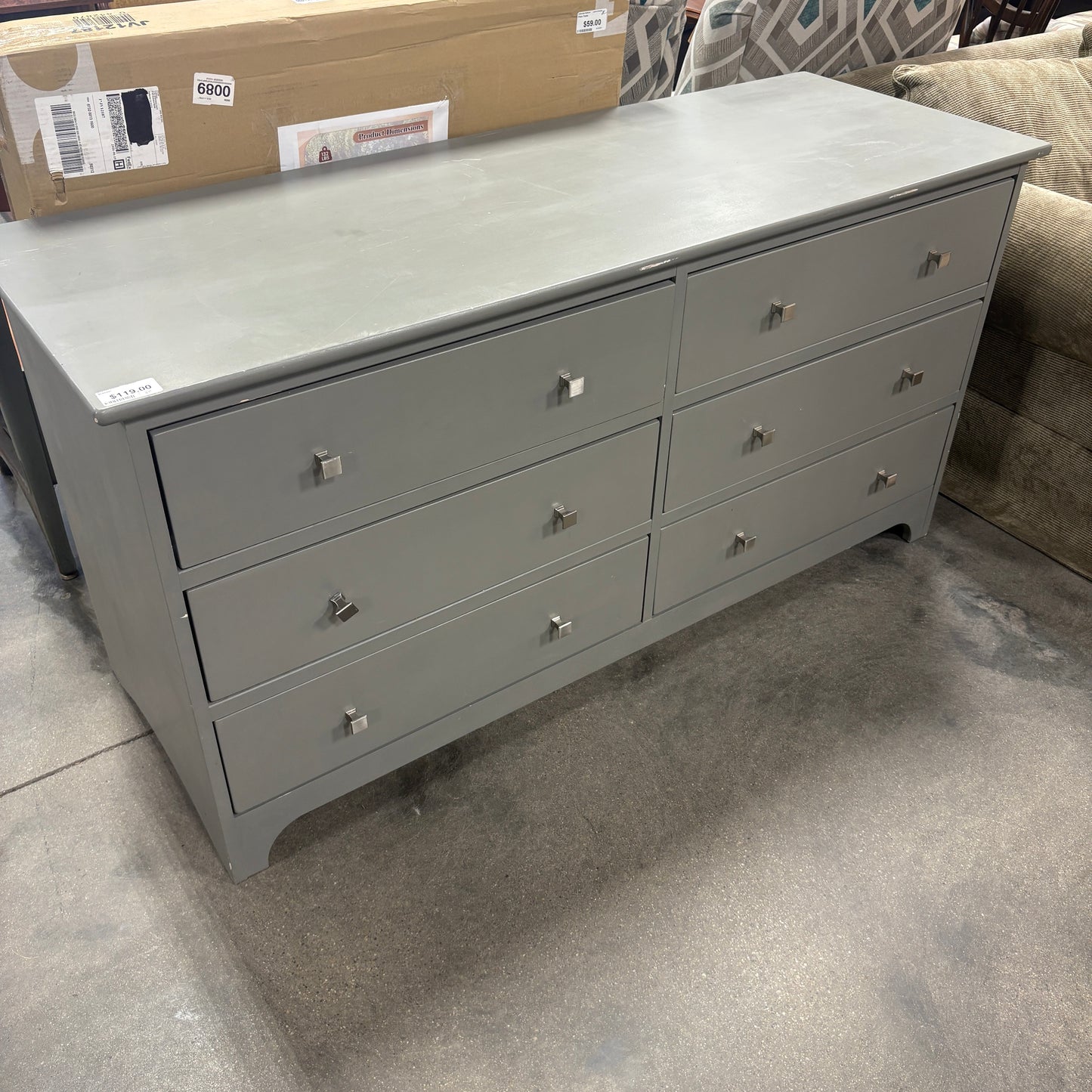 Gray 6-Drawer Dresser