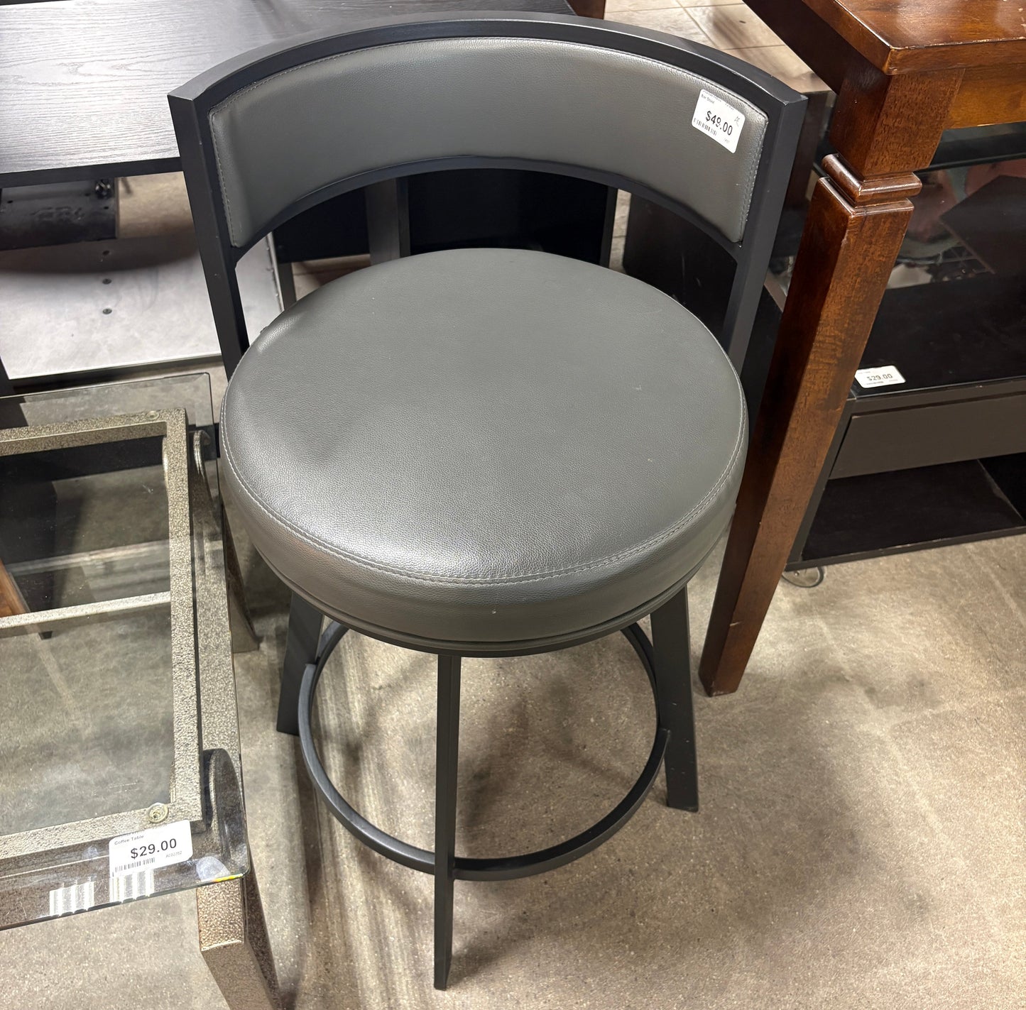 Gray Swivel Bar Stool