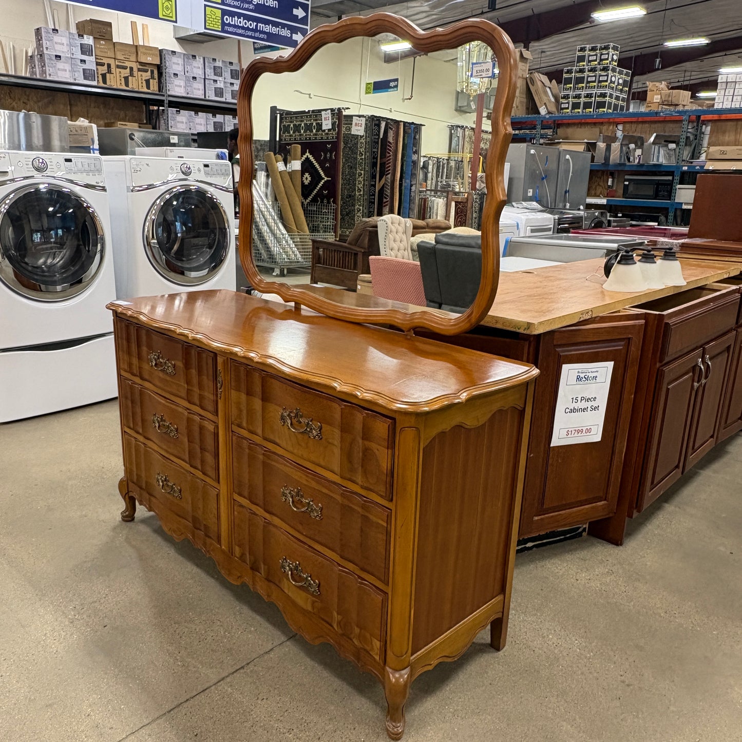 Vintage Wood Dresser w/ Mirror