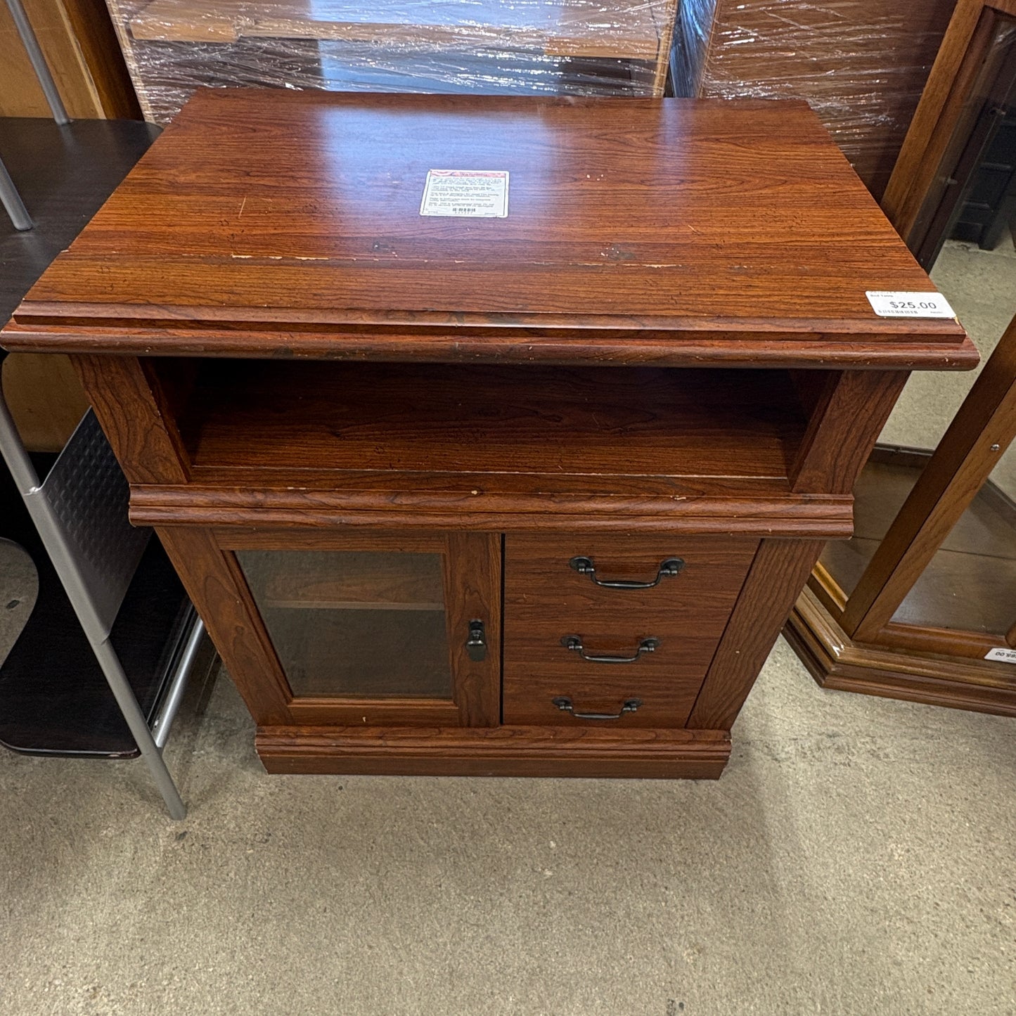 Cherry Glass-Door End Table