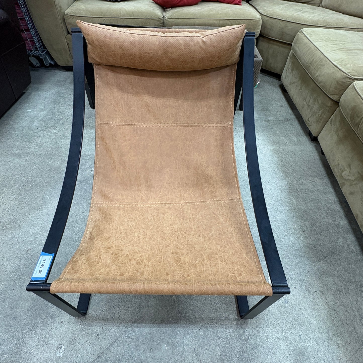 Brown Faux-Leather Sling Chair