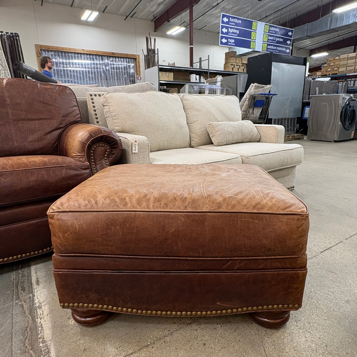 Leather Club Chair and Ottoman