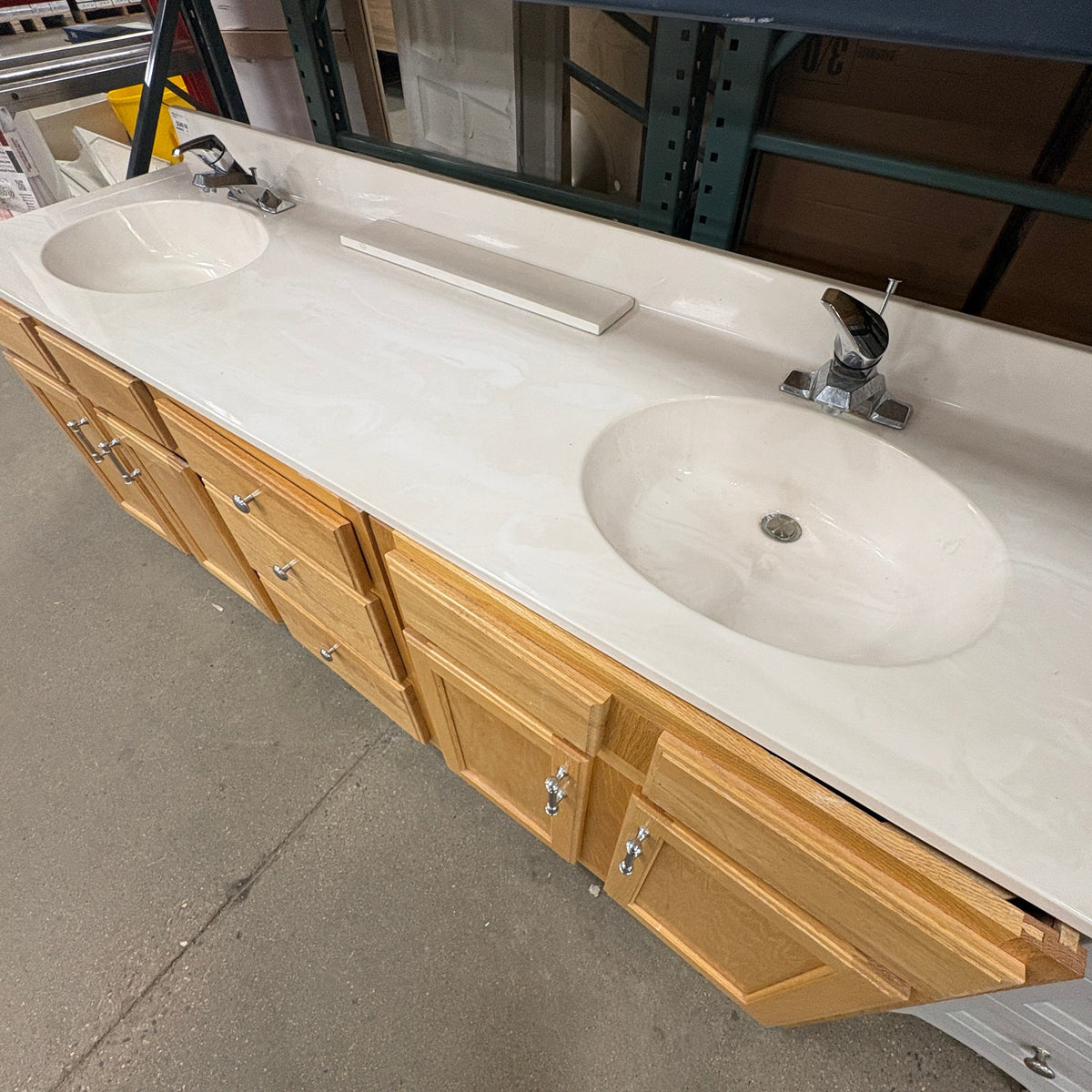 72 in Oak Double Bowl Vanity Set