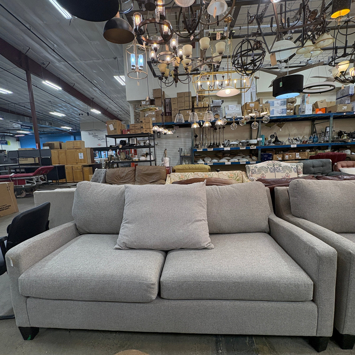 Gray Tweed Track Arm Sofa