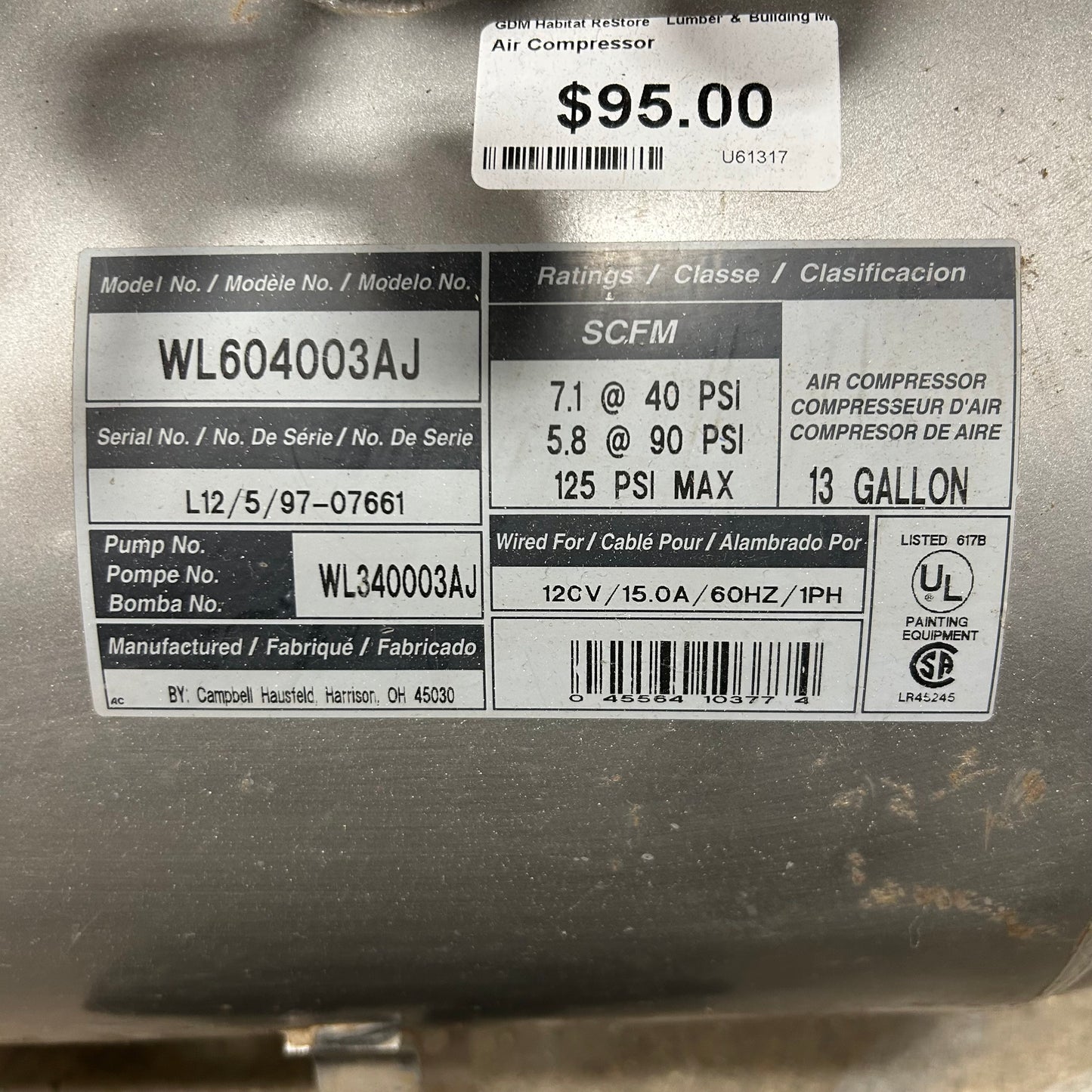 13 Gal Air Compressor