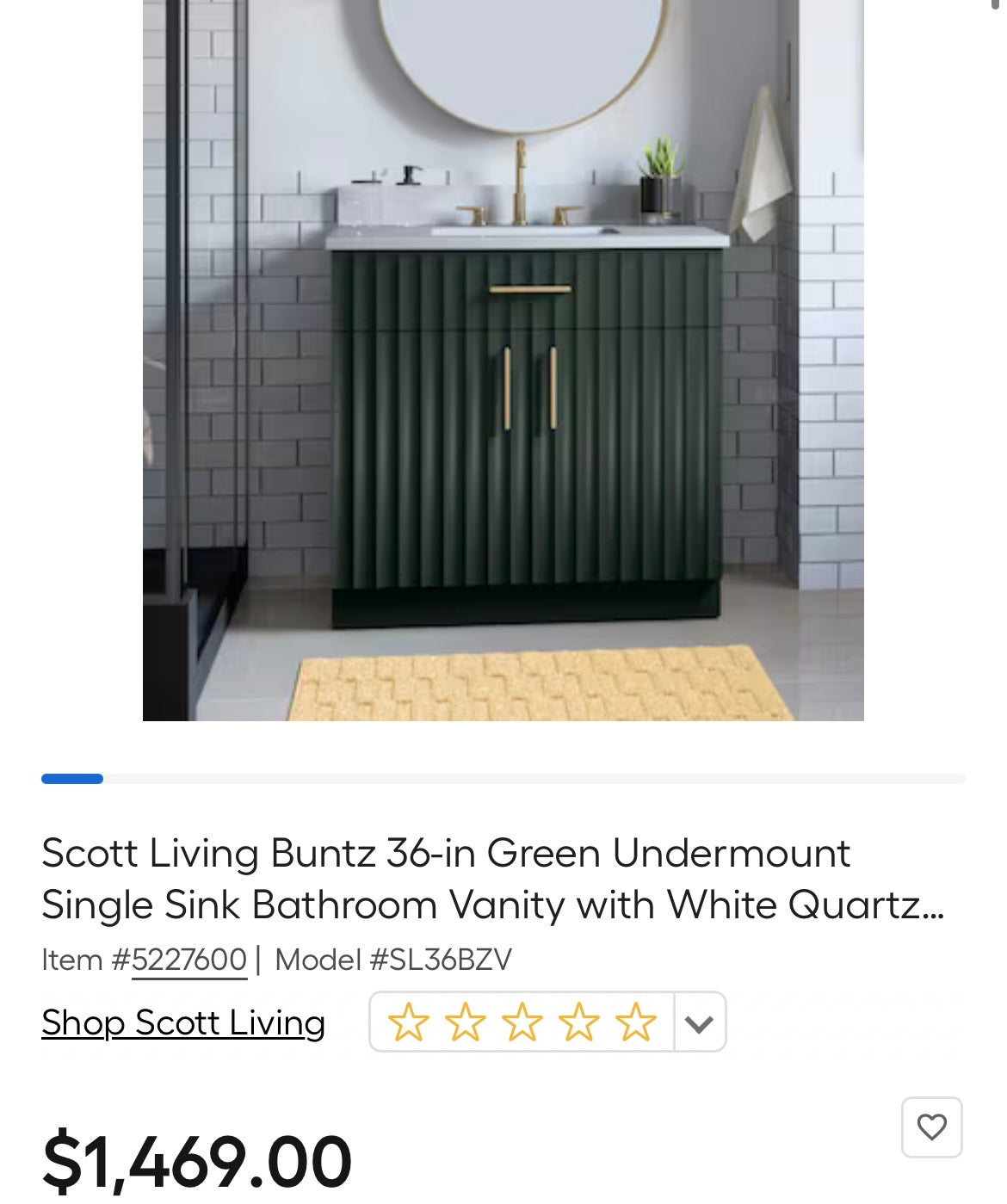 Buntz Dark Green Vanity 36"