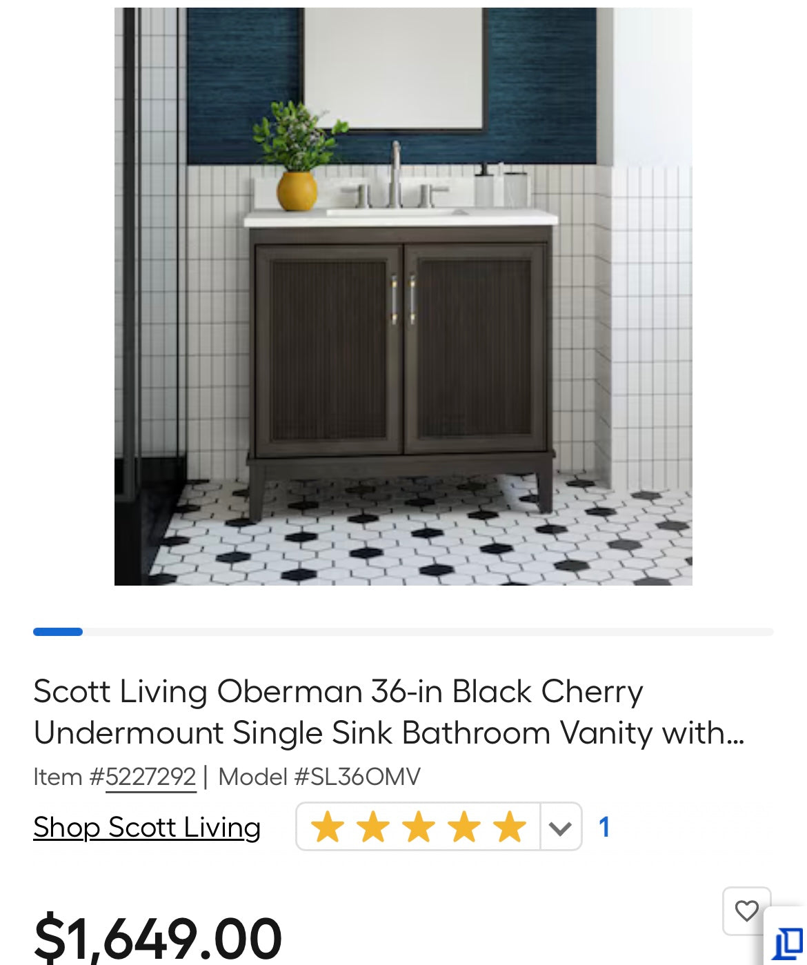 Oberman Brown Vanity 36"