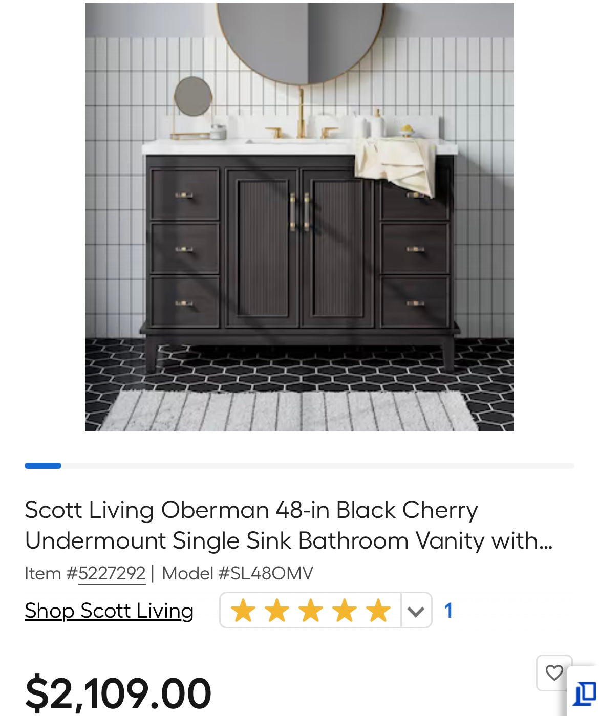 Oberman Brown Vanity 48"