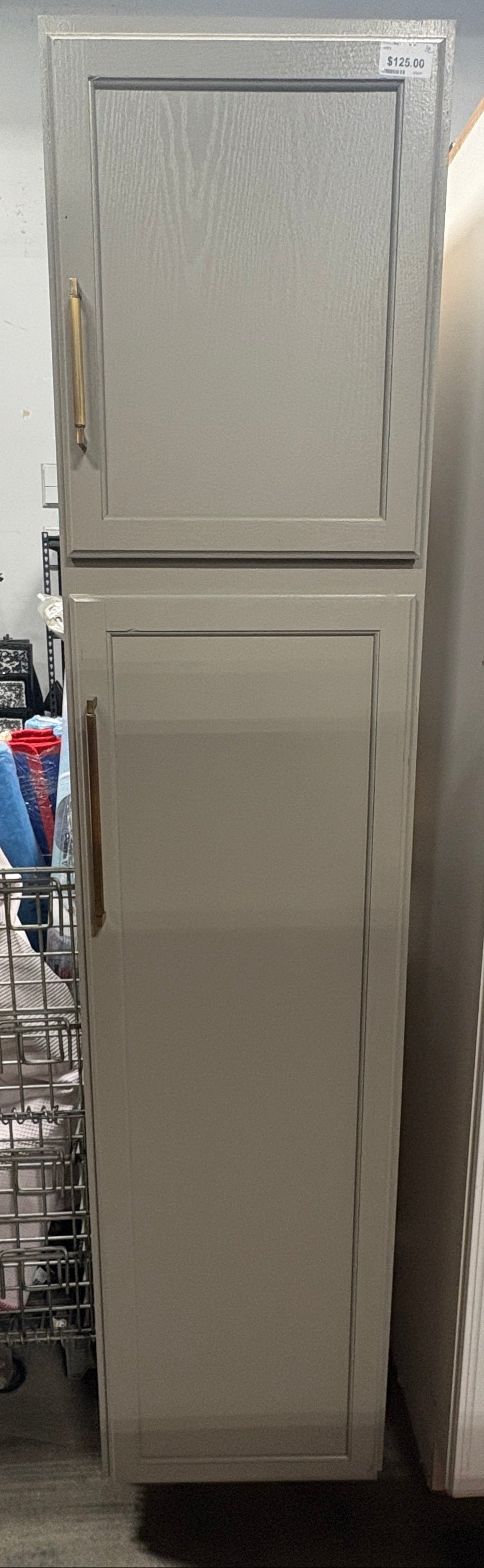 Gray 2-Door Linen Cabinet