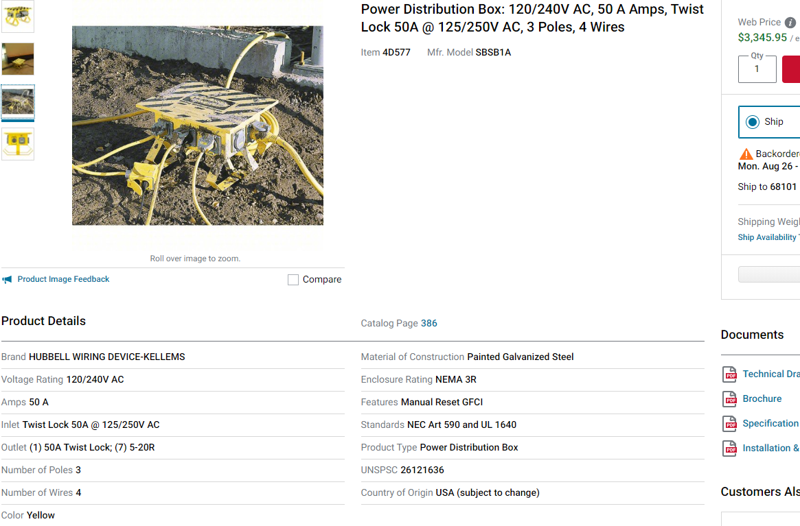 Hubbell Power Distribution Box