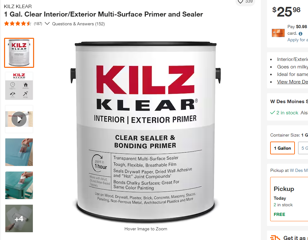 GDB Kilz Primer/Sealer 1G