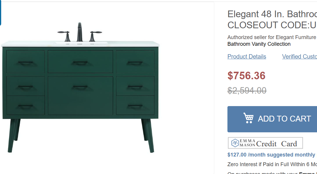 Boise Green 48" Vanity