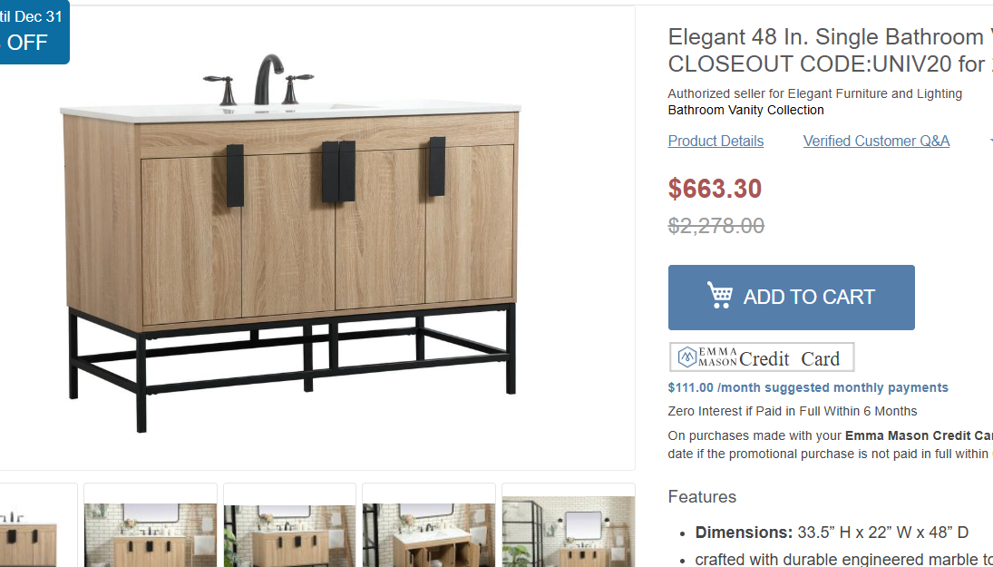 Eugene Mango Wood 48" Vanity