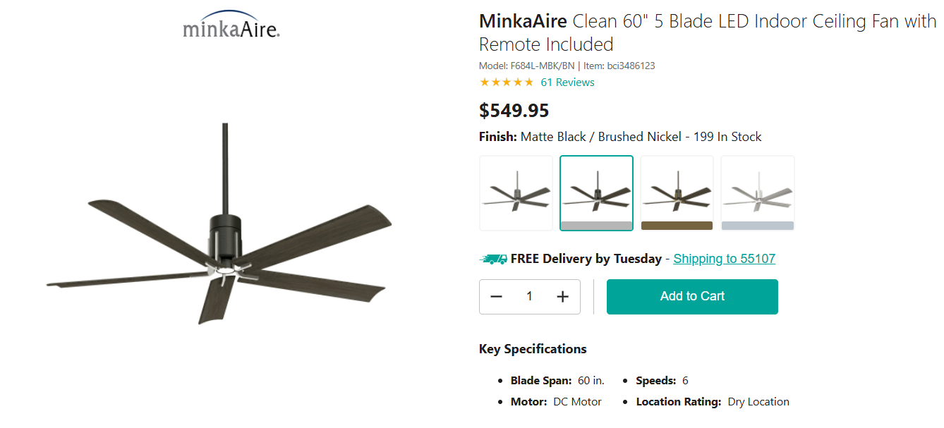 Clean 60" LED Ceiling Fan