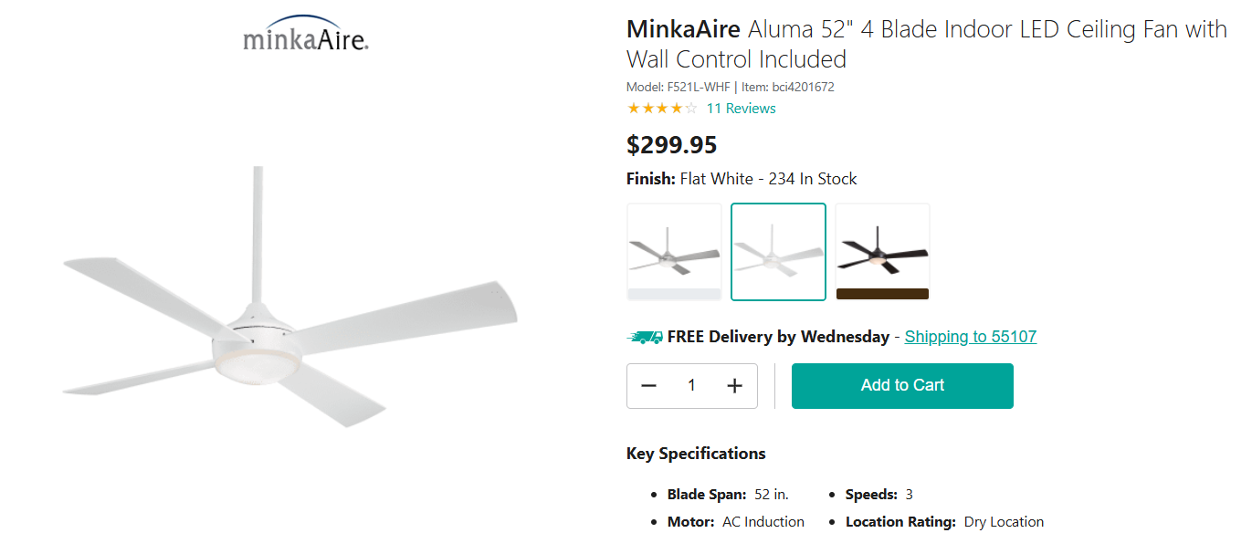 Aluma 52" LED Ceiling Fan