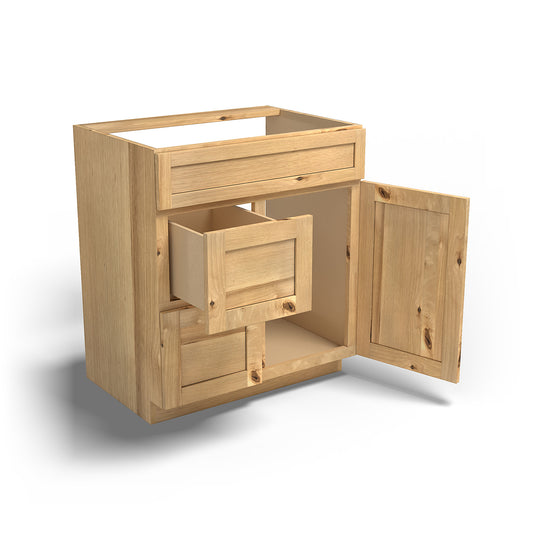 Special Order - 30" x 21" Left Drawers Vanity Base Frontier Shaker - V3021D-L Base Cabinets Bathroom Frontier Shaker GHI Special Order SPFTS Vanity Bases