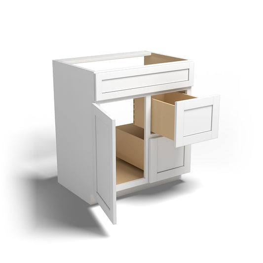 Special Order - 30" x 21" Vanity with Drawers Arcadia White Shaker - V3021D Arcadia White Base Cabinets Bathroom GHI SPACW Special Order Vanity Bases