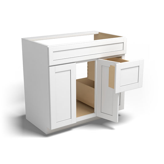 Special Order - 36" x 21" Vanity Base with Right Drawers Arcadia White - V3621D-R Arcadia White Bathroom GHI SPACW Special Order Vanity Bases