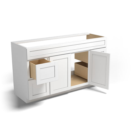 Special Order - 60" x 21" Vanity with Drawers Arcadia White Shaker - V6021D Arcadia White Base Cabinets Bathroom GHI SPACW Special Order Vanity Bases