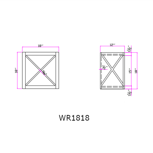 Special Order - 18" x 18" Wine Rack Sonona Wheat - WR1818 GHI GHI Accessories Sonona Wheat Special Order SPSNW Wine Rack