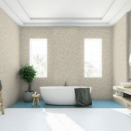 Bardiglio Crema Hex 12x14 Mosa