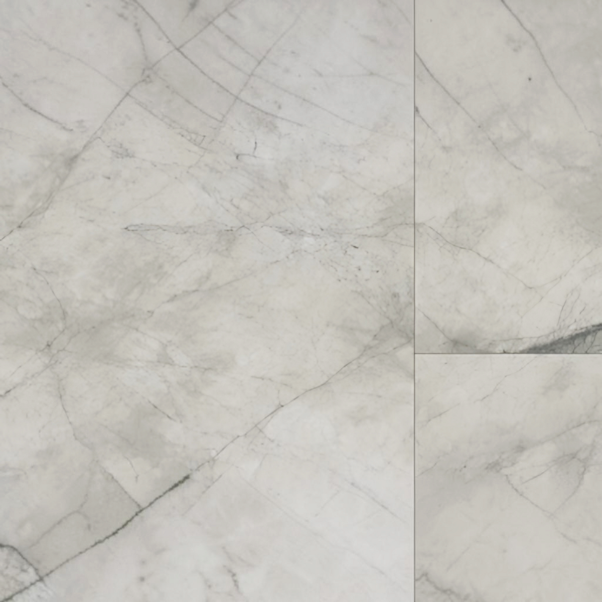 GDM Habitat for Humanity ReStore Pergo Benning vinyl tile featuring a light grey marble pattern with subtle veining.