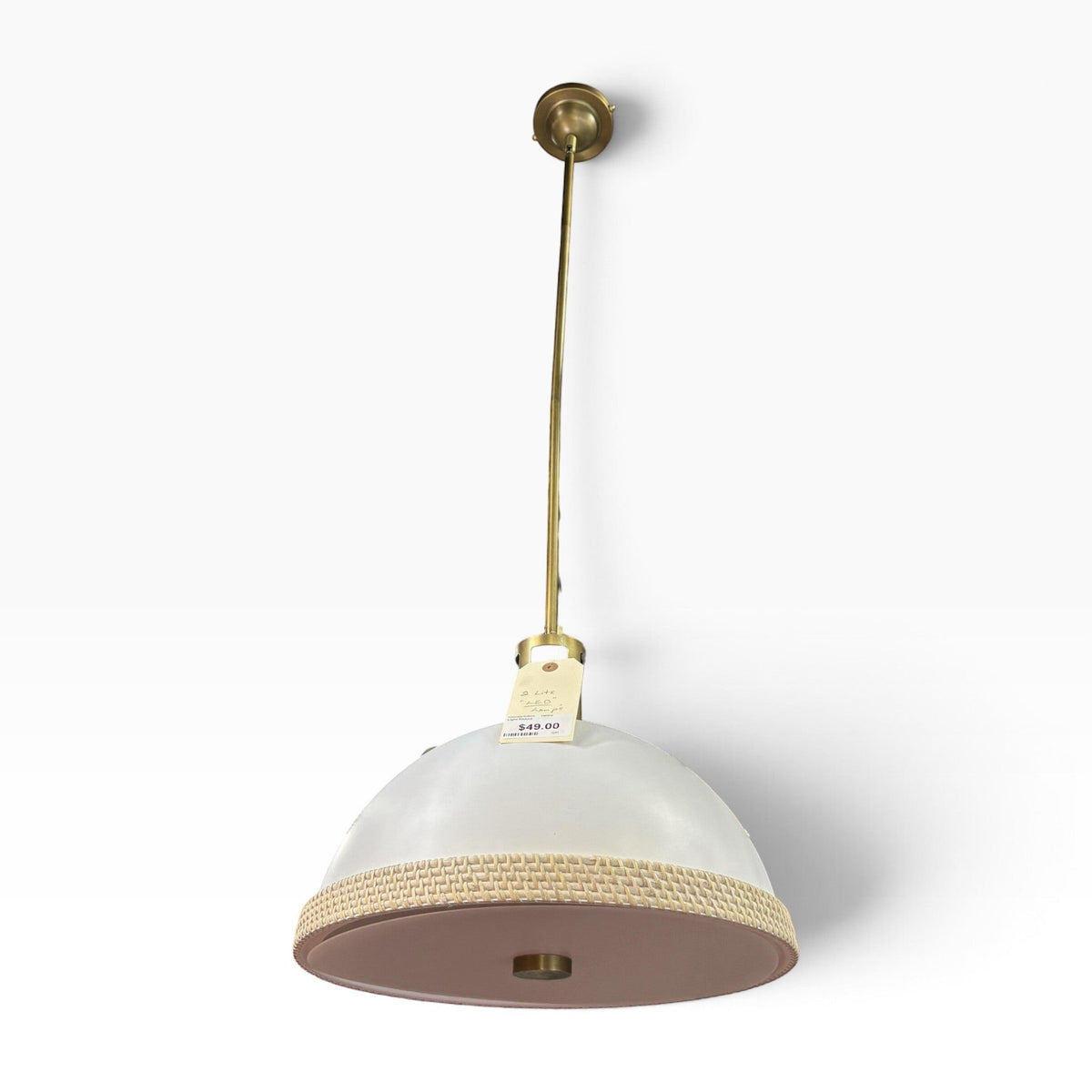 White Dome Rattan Pendant
