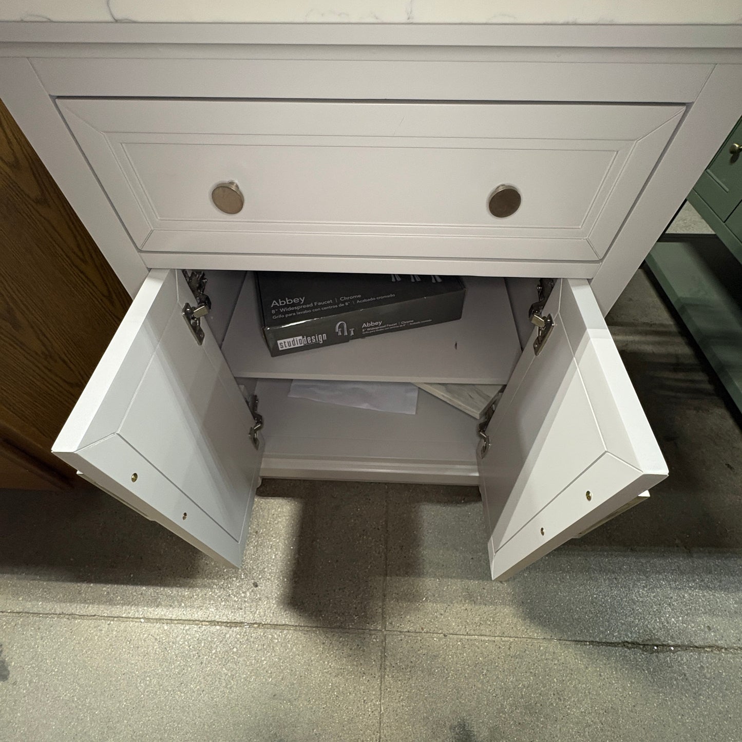 White Marble-Top Vanity