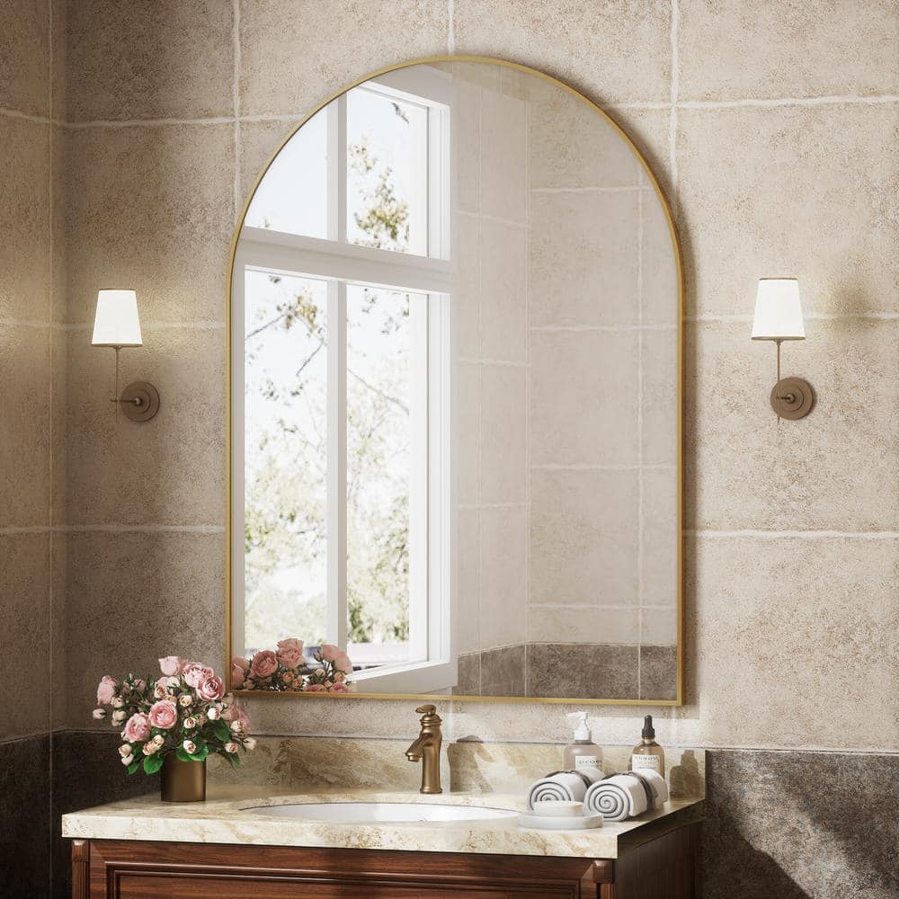 Modern Arched Gold Wall Mirror