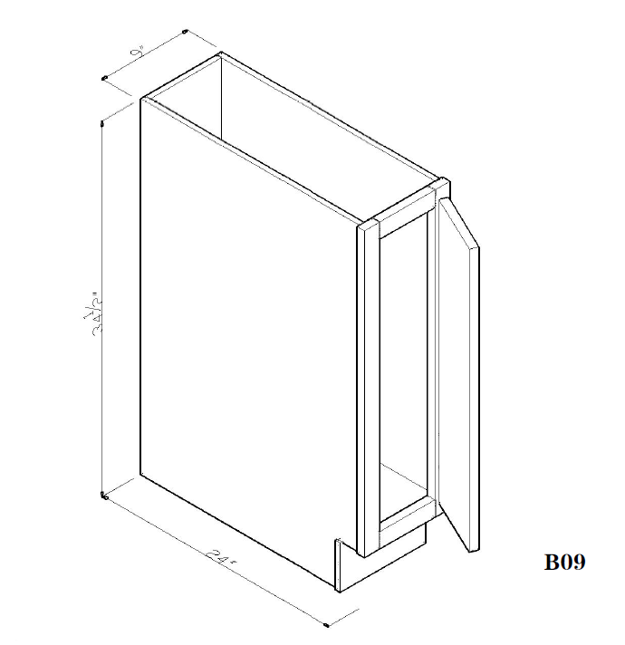 09" Base Cabinet New Castle Gray - B09FH Base Cabinets GHI New Castle Gray Special Order SPNCG