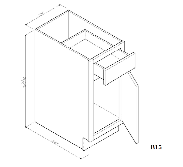 Special Order - 15" Base Cabinet New Castle Gray - B15 Base Cabinets GHI New Castle Gray Special Order SPNCG