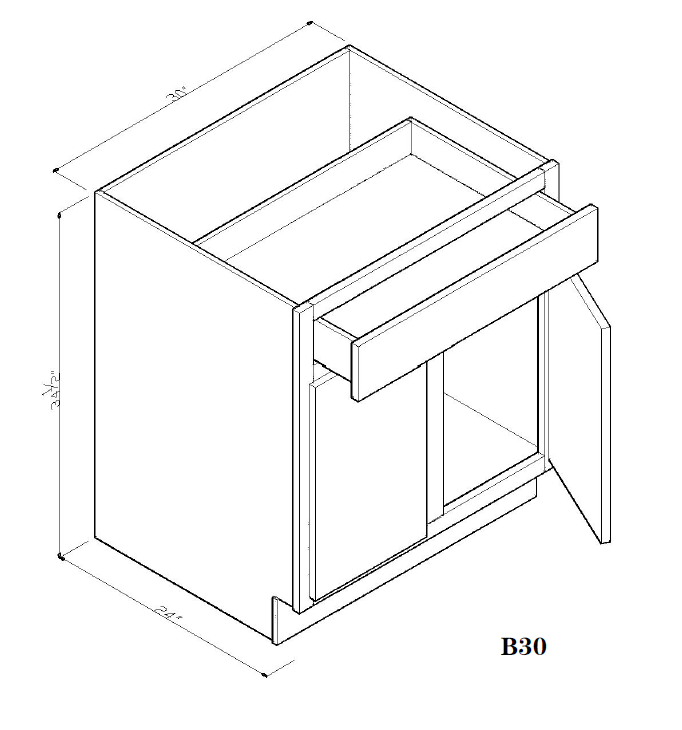 Special Order - 30" Base Cabinet New Castle Gray - B30 Base Cabinets GHI New Castle Gray Special Order SPNCG