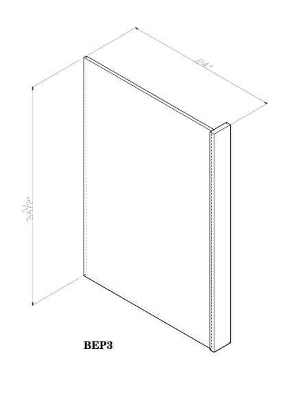 Special Order - 3" Base End Panel Arcadia White Shaker - BEP3L Arcadia White End Panel GHI GHI Accessories SPACW Special Order