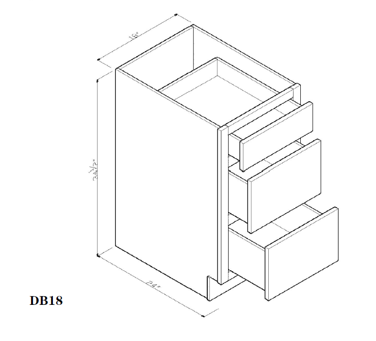 Special Order - 18" Drawer Base Cabinet New Castle Gray - DB18 Base Cabinets Drawer Bases GHI New Castle Gray Special Order SPNCG