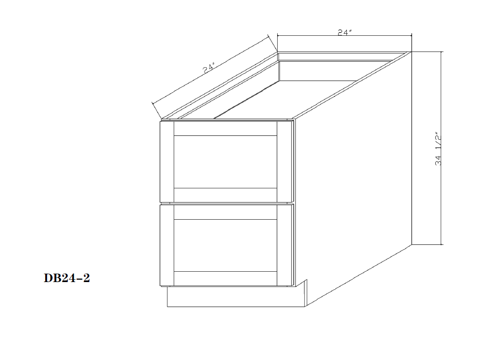 Special Order - 24" Drawer Base Cabinet with 2 Drawers with 2 Drawers New Castle Gray - DB24-2 Base Cabinets Drawer Bases GHI New Castle Gray Special Order SPNCG