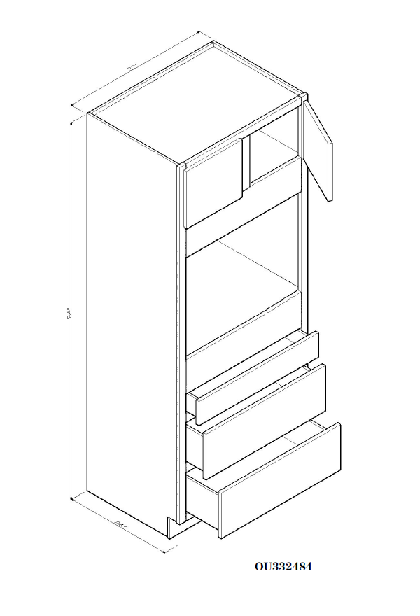 Special Order - 33" x 24" x 84" Oven Cabinet New Castle Gray - OU332484 GHI GHI Accessories New Castle Gray Oven Cabinets Special Order SPNCG