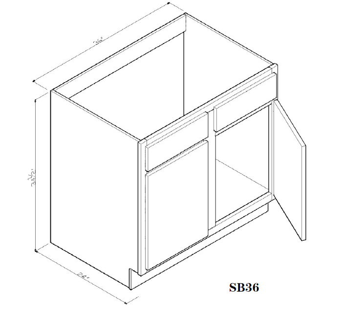 Special Order - 36" Kitchen Sink Base New Castle Gray - SB36 Base Cabinets GHI New Castle Gray Sink Bases Special Order SPNCG