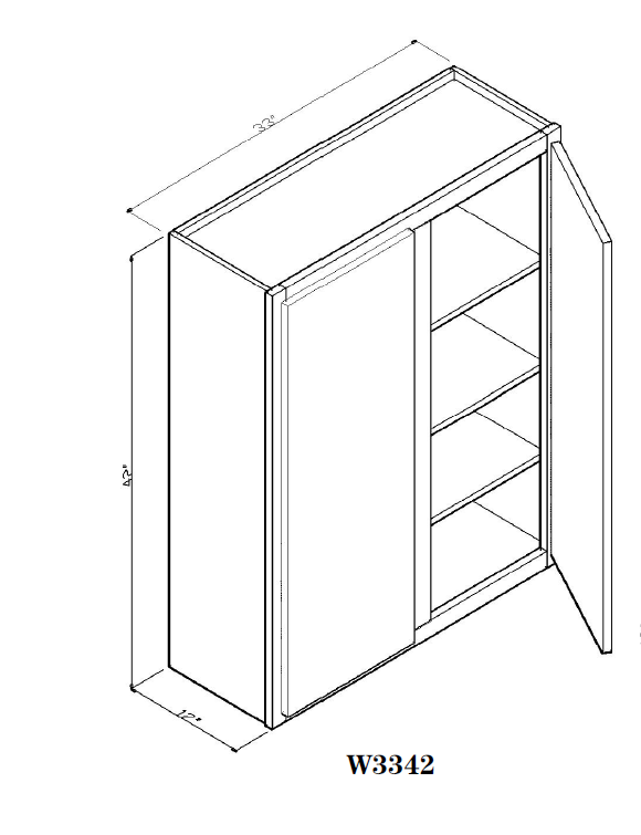 Special Order - 33" x 42" Wall Cabinet New Castle Gray - W3342 42" Wall Cabinets GHI New Castle Gray Special Order SPNCG Wall Cabinets