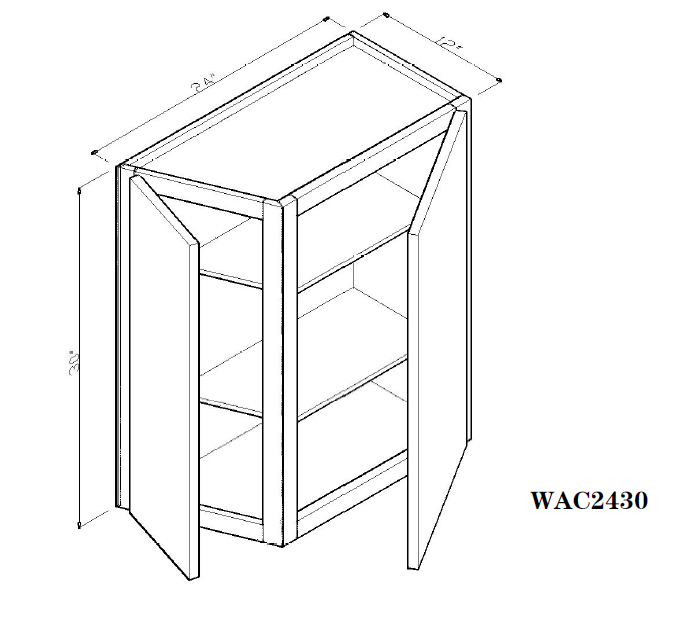 Special Order - 24" x 30" Wall Angle Corner New Castle Gray - WAC2430 Corner Wall Cabinets GHI New Castle Gray Special Order SPNCG Wall Cabinets