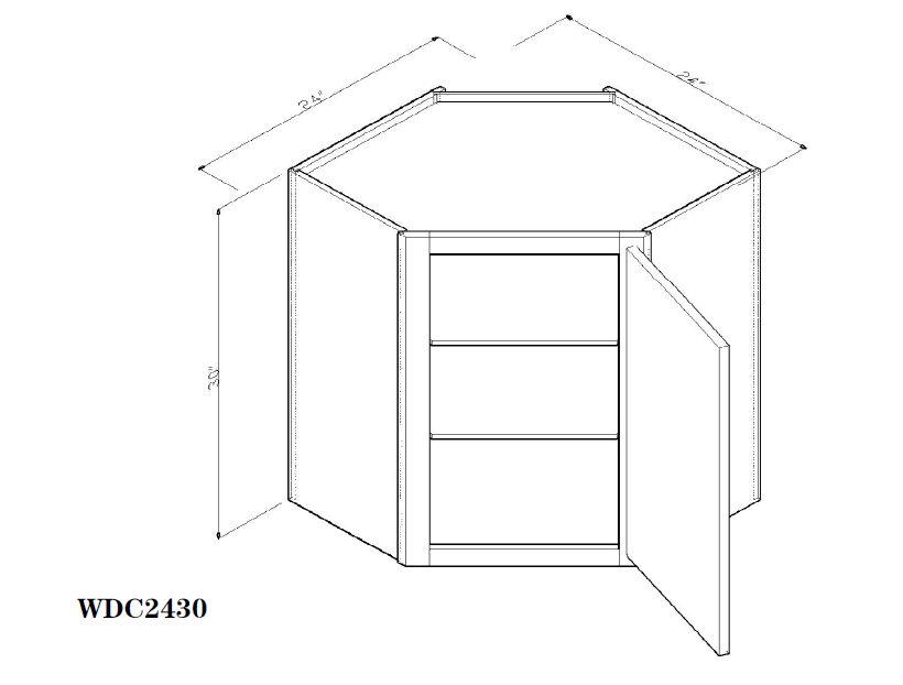 Special Order - 24" x 30" Wall Diagonal Corner New Castle Gray - WDC2430 30" Wall Cabinets Corner Wall Cabinets GHI New Castle Gray Special Order SPNCG Wall Cabinets