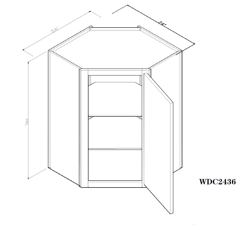 Special Order - 24" x 36" Wall Diagonal Corner New Castle Gray - WDC2436 36" Wall Cabinets Corner Wall Cabinets GHI New Castle Gray Special Order SPNCG Wall Cabinets