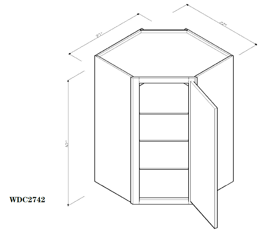 Special Order - 27" x 42" Wall Diagonal Corner Cabinet Forest Green - WDC2742 42" Wall Cabinets Corner Wall Cabinets Forest Green GHI Special Order SPFRG Wall Cabinets