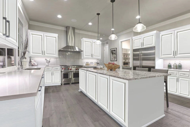Kitchen with Newport White cabinets