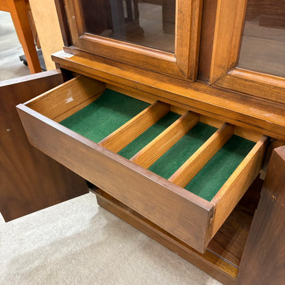 Vintage GlassDoor Walnut Hutch