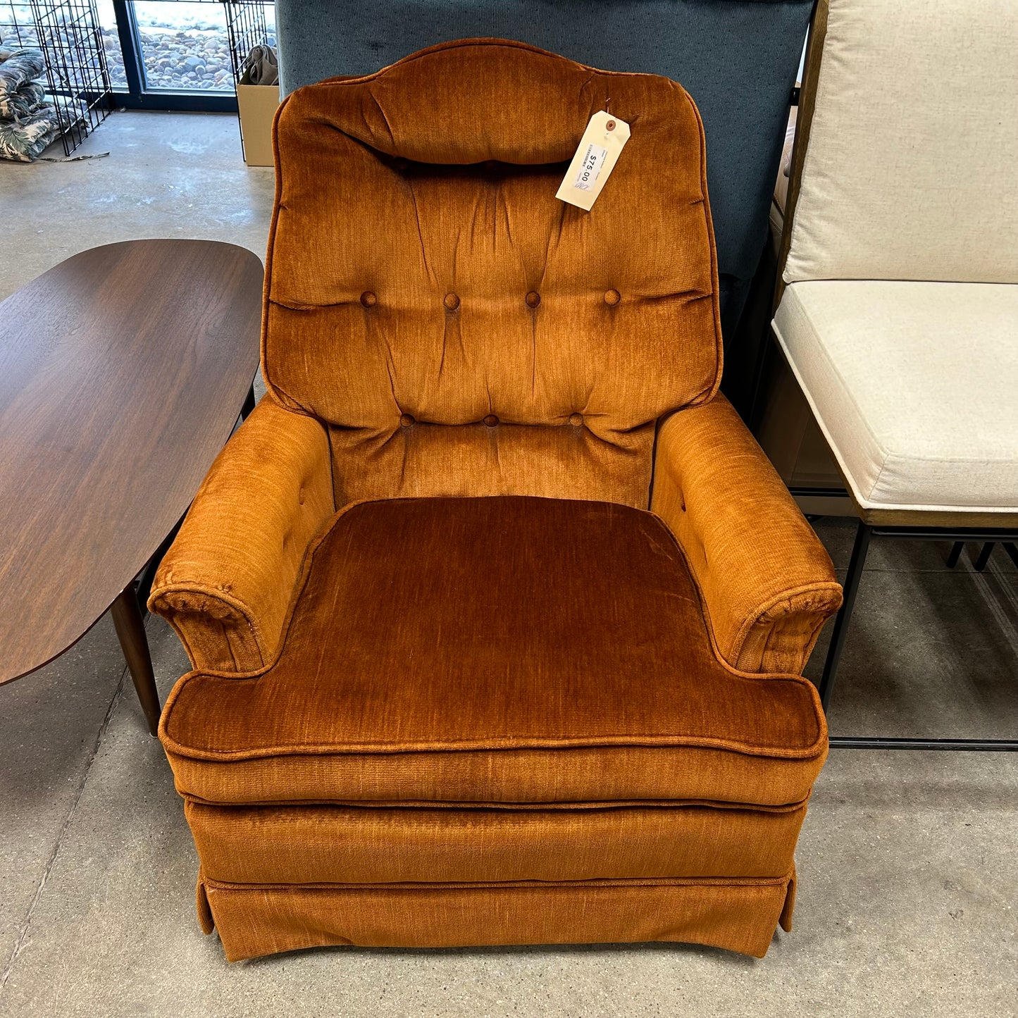 Burnt Orange Velvet Chair