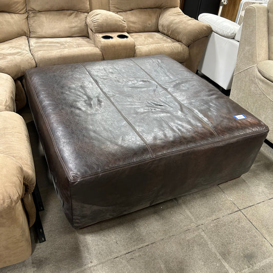 Dark Brown FauxLeather Ottoman